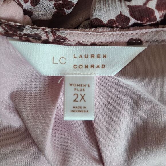 plus size LC lauren conrad peplum waist faux-wrap long sleeve dress size 2x - Picture 7 of 8